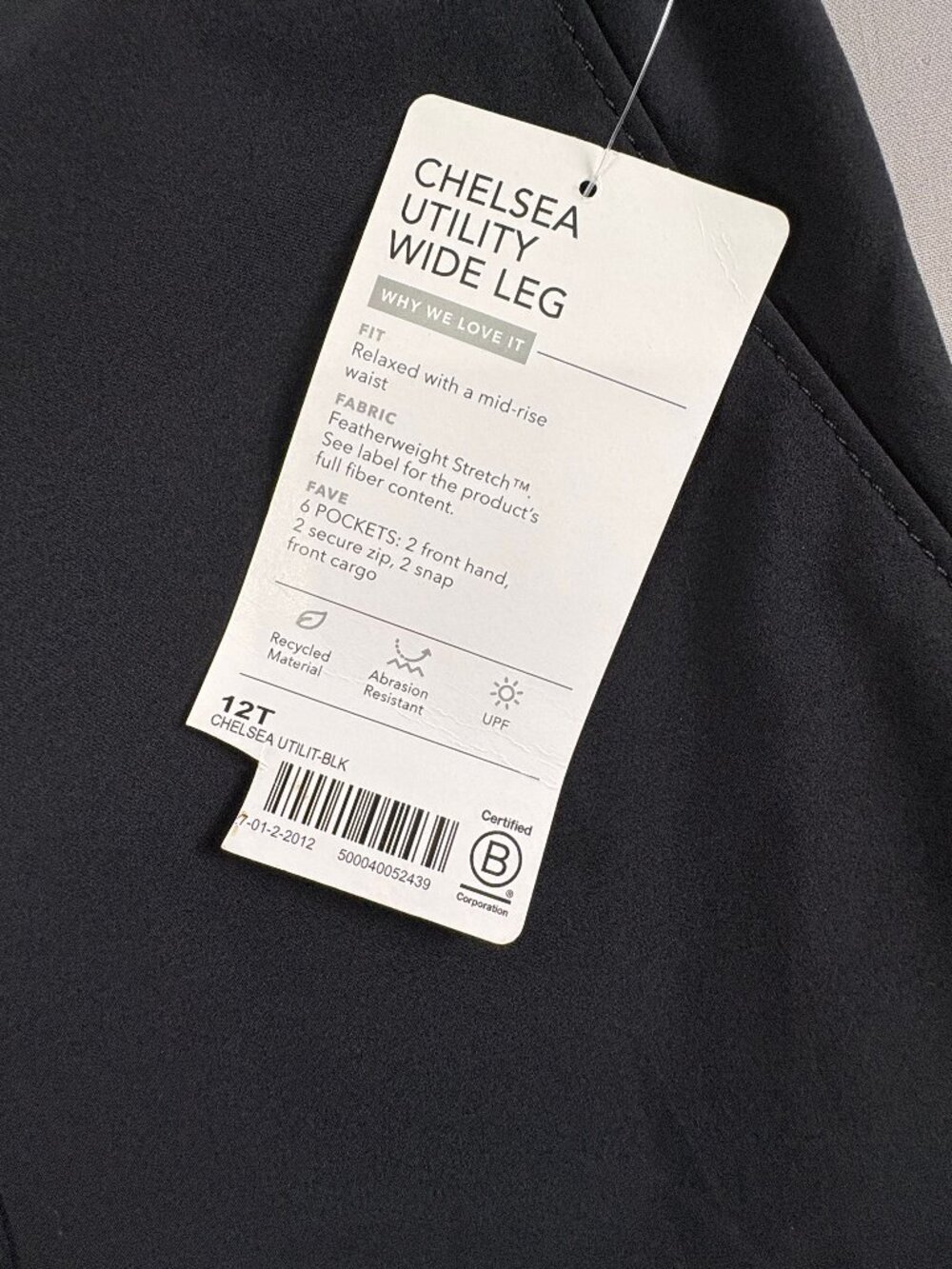 Athleta Chelsea Utility Wide Leg Pants Black 12 Tall NWT Featherweight Stretch - Picture 7 of 11